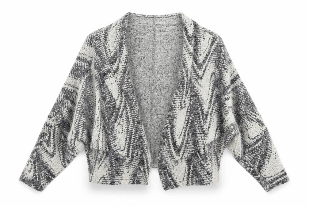 Front view of Atmosphere women’s multicoloured geometric cape jumper, size S