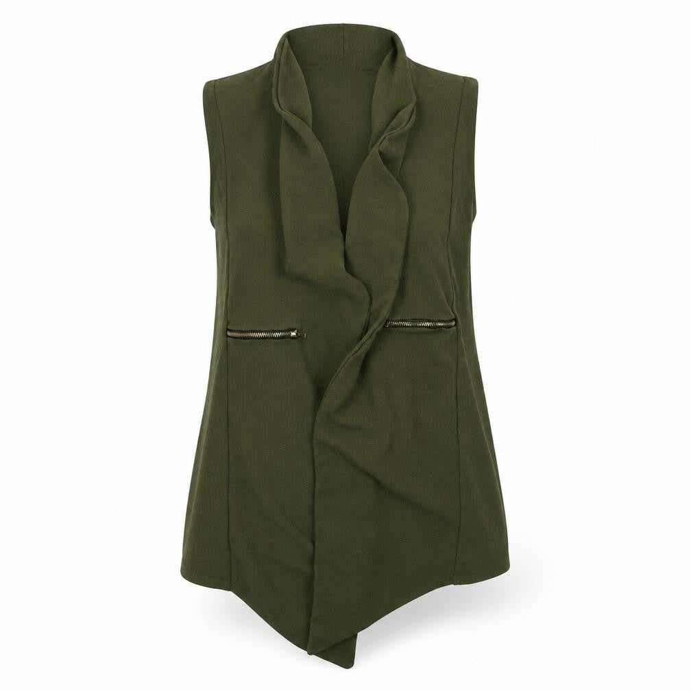 Front view of LE1-1 women’s green jacket waistcoat, size UK 8