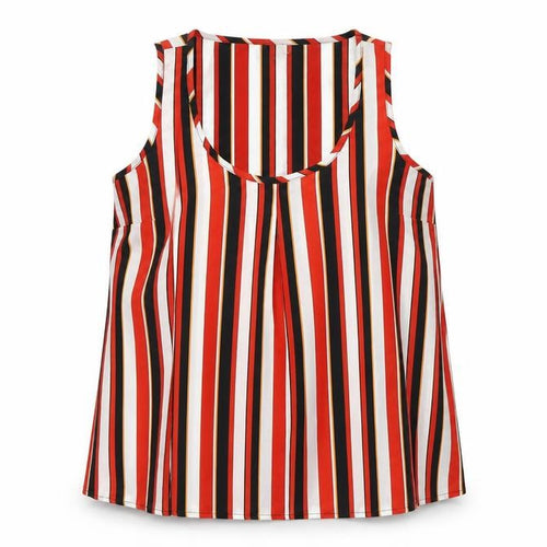 Anthology Womens Orange Striped  Basic T-Shirt Size 10