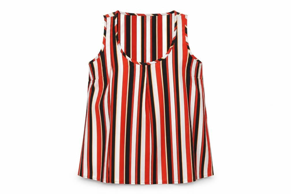 Anthology Womens Orange Striped  Basic T-Shirt Size 10