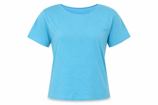 Front view of the collection women’s blue colourblock basic t-shirt, size M