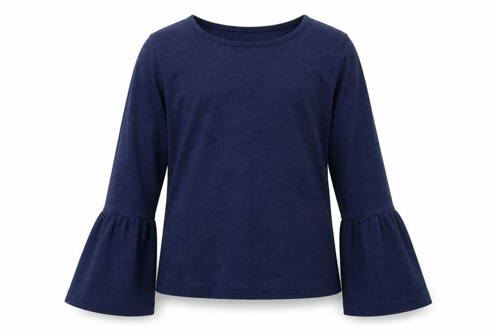 Front view of H&M girls’ blue basic t-shirt, size 11-12, years