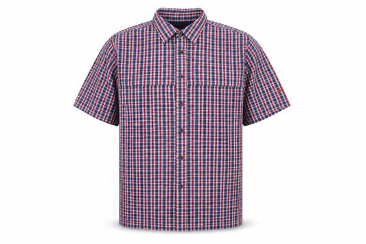 Front view of Outdoor Discovery men’s multicoloured check button-up, size 44