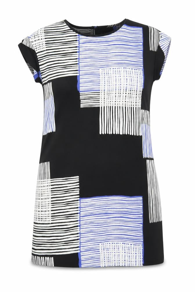Front view of Next women’s multicoloured geometric fit & flare, size UK 12