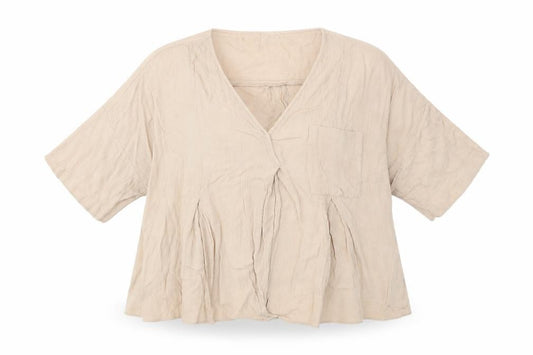 Front view of ASOS women’s beige basic blouse, size UK 14