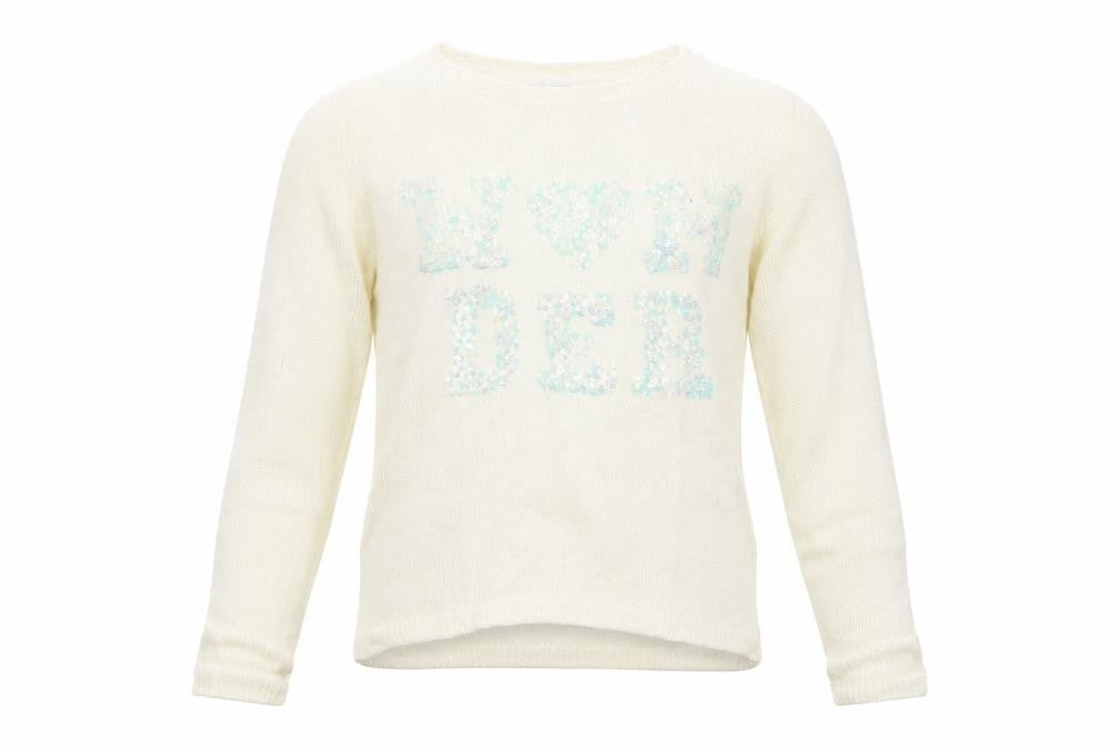 Front view of H&M girls’ beige knit jumper, size 11-12, years - wonder