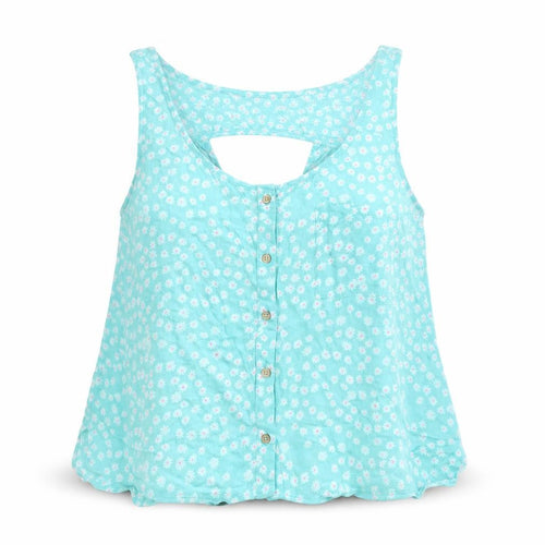 Pull&Bear Womens Green Floral  Basic Blouse Size M