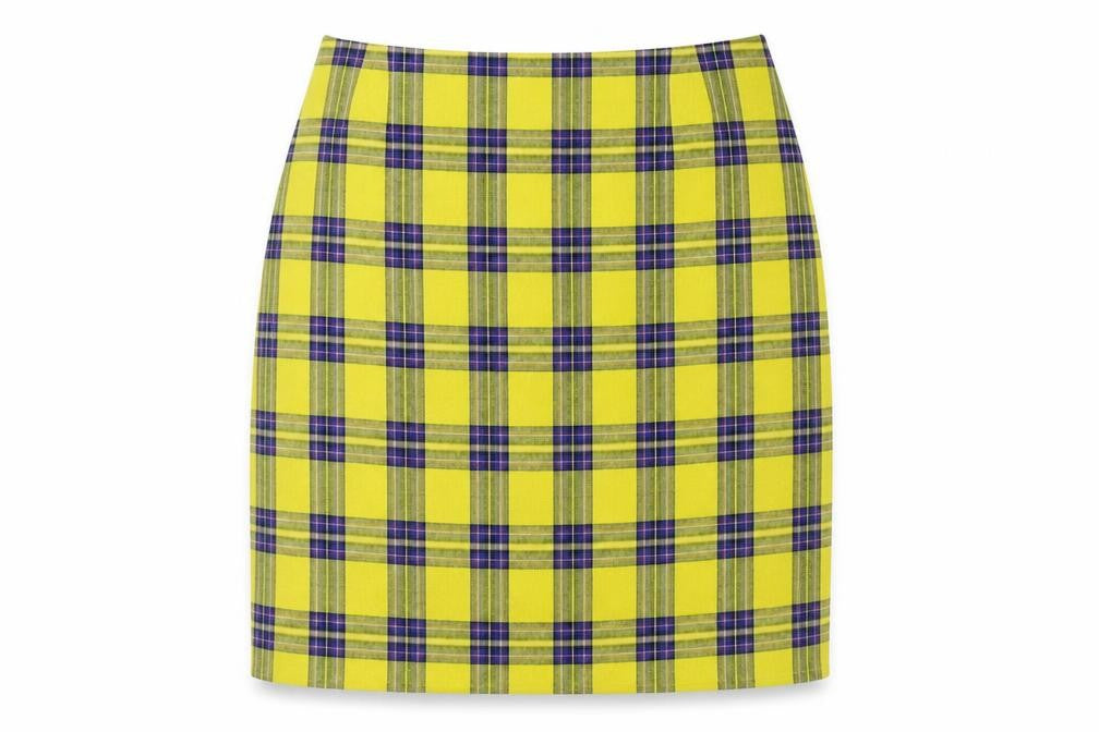 Zaful  Womens Yellow Check  A-Line Skirt Size S