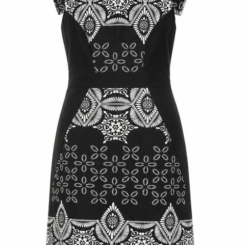 Preworn  Womens Black Floral  A-Line  Size 12