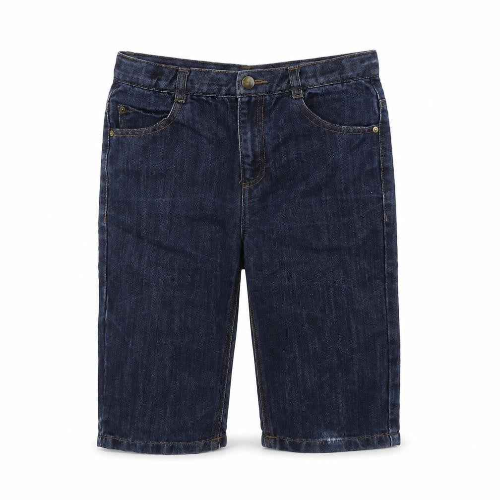 Front view of R Essential boys’ blue cropped trousers, size 12, years