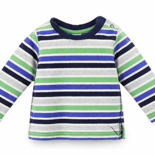 Mini Club Boys Grey Striped  Basic T-Shirt Size 3-6 Months