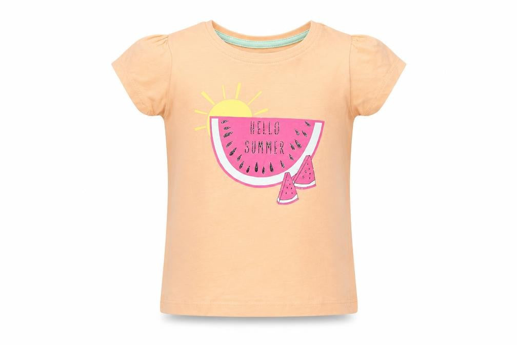 Front view of Primark girls’ orange basic t-shirt, size 12-18, months