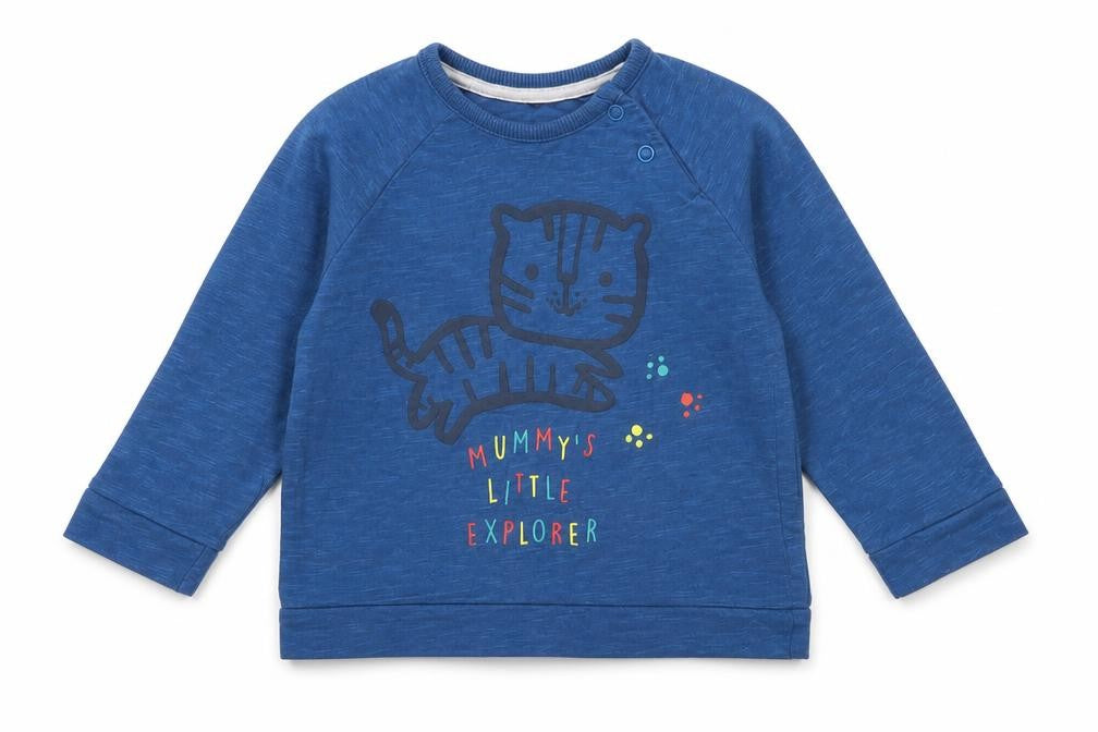 Front view of George girls’ blue basic t-shirt, size 6-9, months