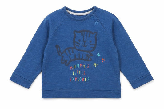 Front view of George girls’ blue basic t-shirt, size 6-9, months