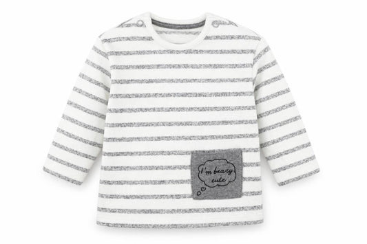 Front view of George girls’ white striped basic t-shirt, size 6-9, months