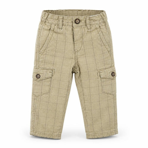 LOGG Girls Beige Check  Jogger Trousers Size 9-12 Months