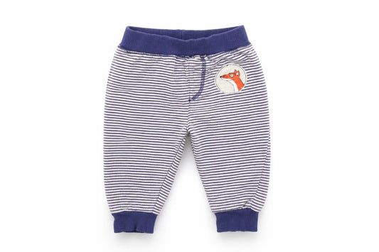 Front view of Tu girls’ blue striped jogger leggings, size 6-9, months