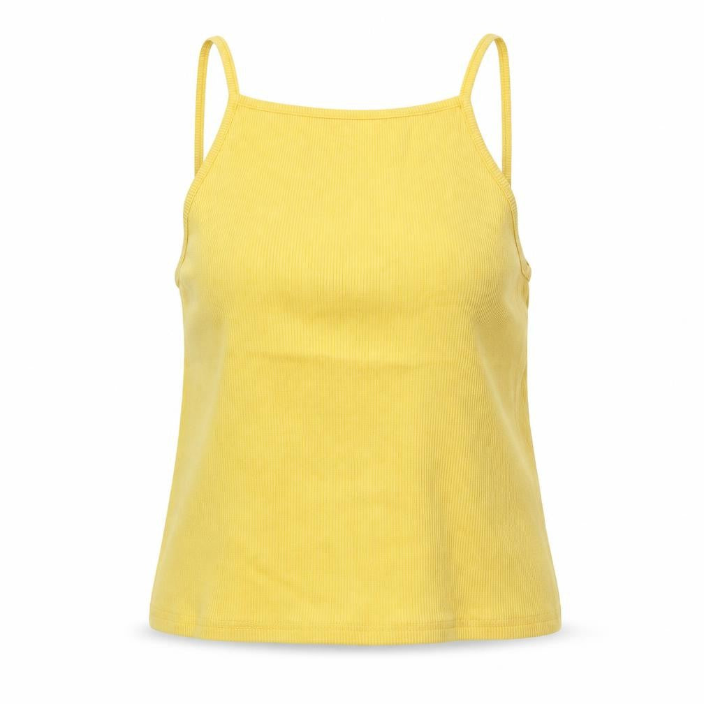 Front view of New Look women’s yellow basic tank, size UK 14