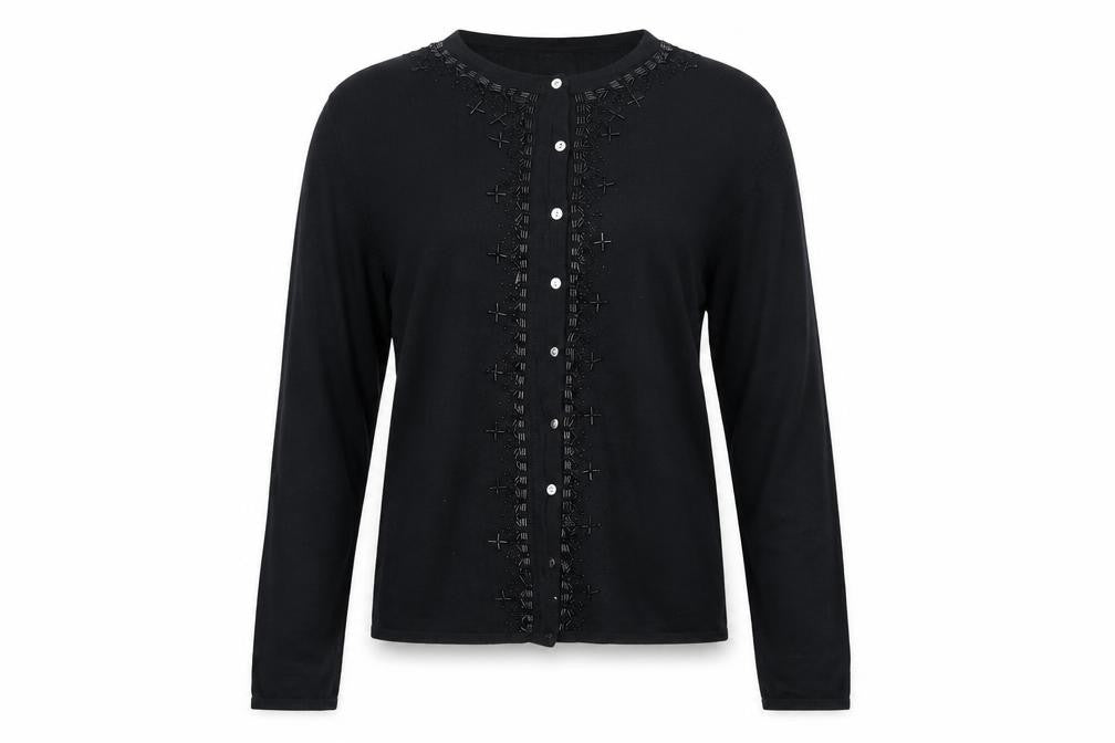 mackays Womens Black  Knit Cardigan Jumper Size XL