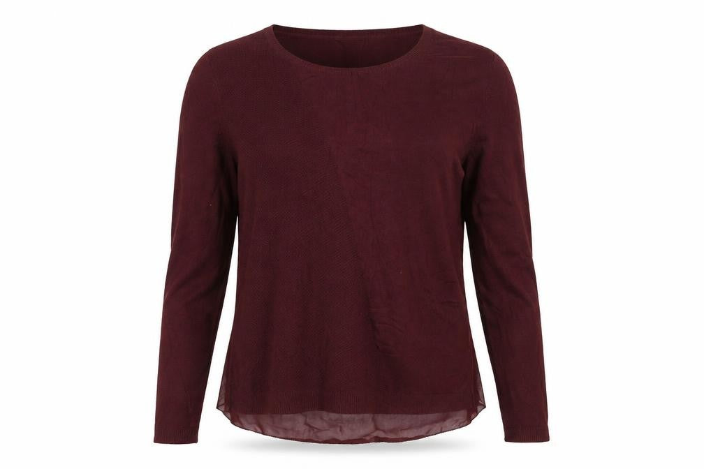 Front view of Lucky Brand women’s red jumper, size M