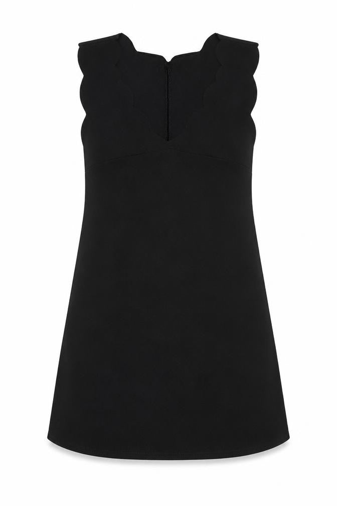 Front view of Boohoo women’s black mini, size UK 10
