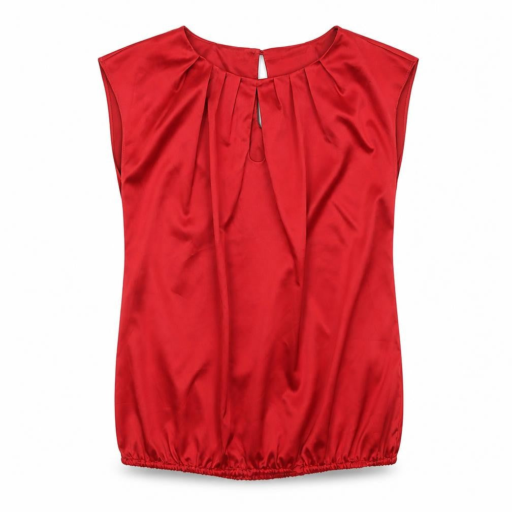 Front view of Et Vous women’s red tunic tank, size UK 8