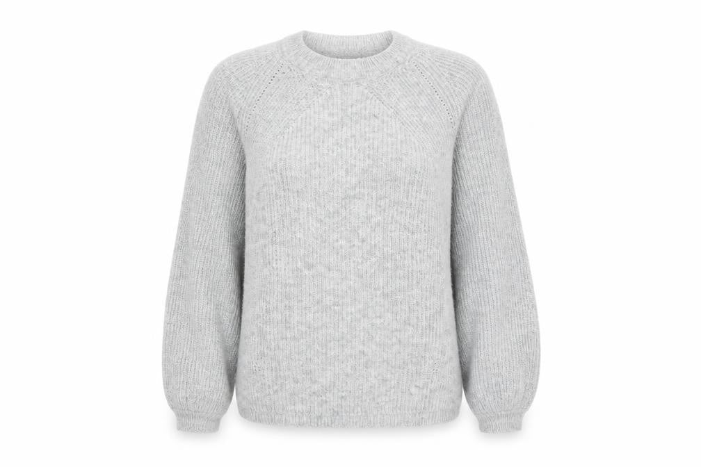 Front view of Topshop women’s grey jumper, size UK 10