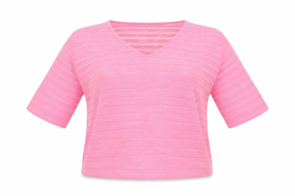 Front view of Next women’s pink basic blouse, size UK 14