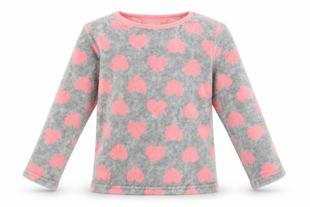 Front view of YD girls’ grey solid cami pyjama top, size 7-8, years - hearts