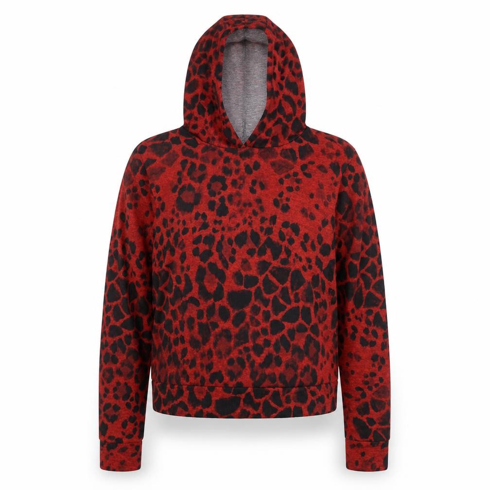 Carpe Diem Womens Red Animal Print  Pullover Hoodie Size S