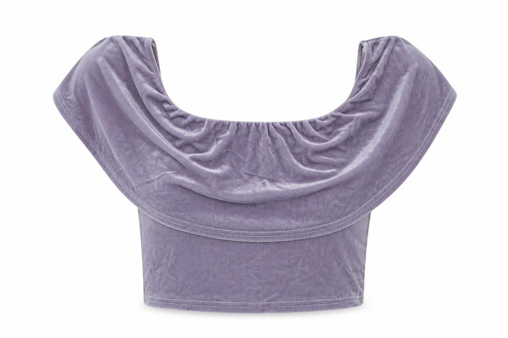 Front view of River Island women’s grey cropped blouse, size UK 6