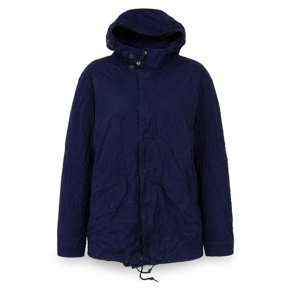 Front view of Preworn women’s blue parka jacket, size M