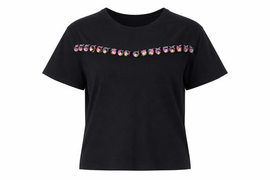 Front view of Primark women’s black basic t-shirt, size UK 4