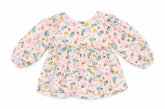 Front view of Primark girls’ pink floral shift, size 6-9, months