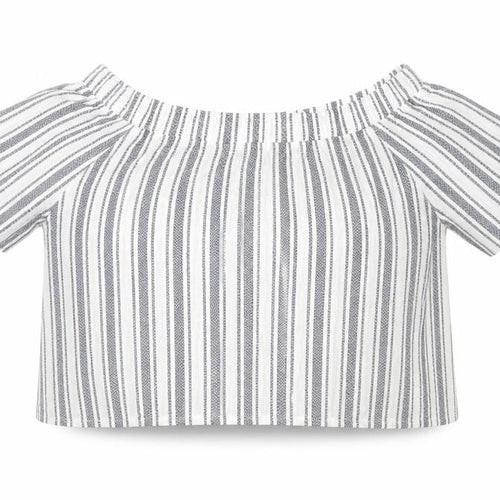 Top Shop Womens Blue Striped  Cropped Blouse Size 12