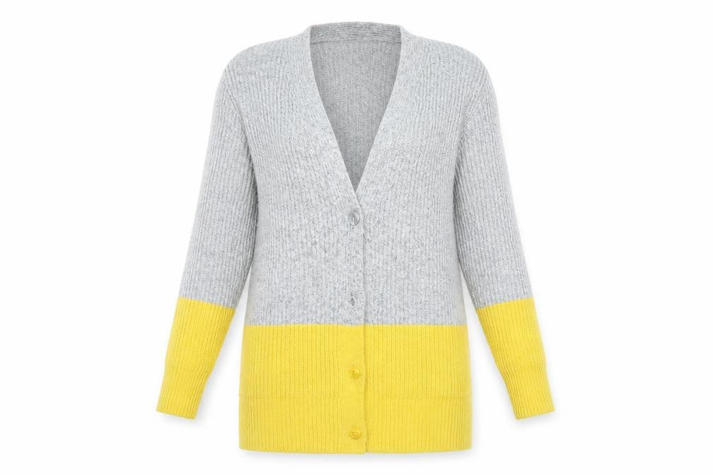 Front view of Primark women’s multicoloured cardigan jumper, size UK 8