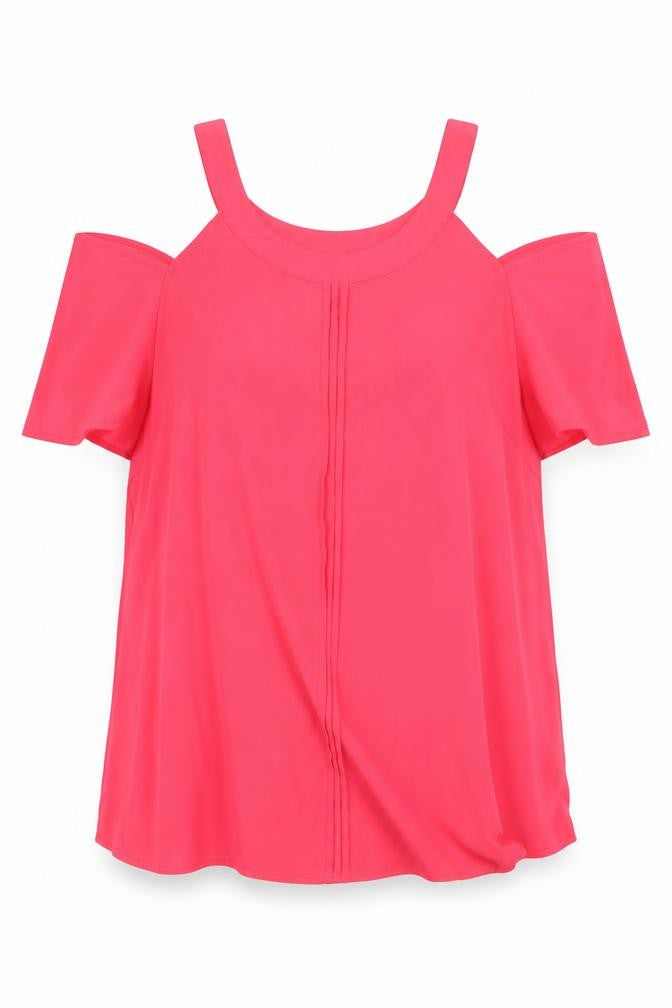 Front view of Avon women’s pink basic blouse, size UK 14
