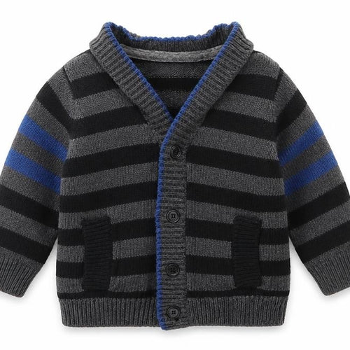 Gap Boys Grey Striped  Cardigan Jumper Size 6-9 Months