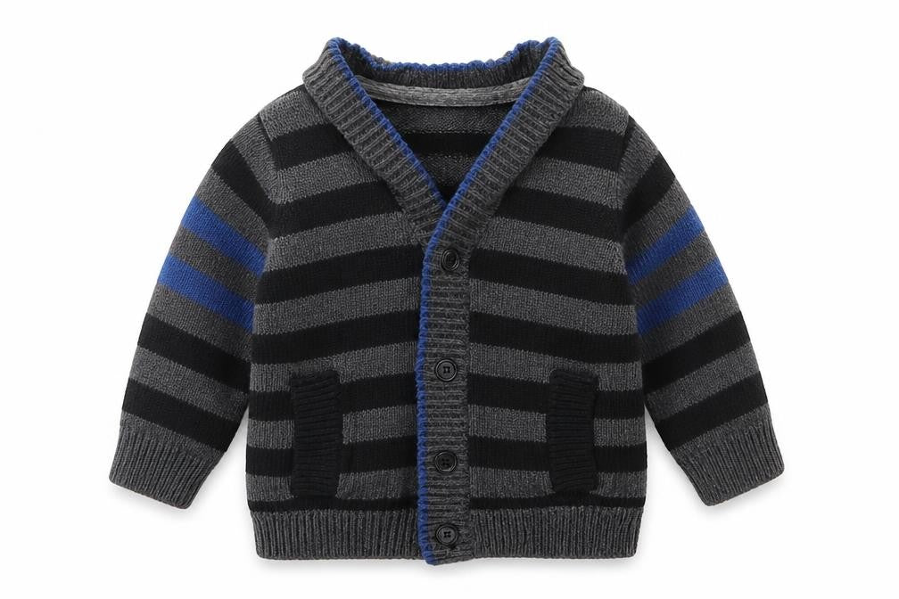 Gap Boys Grey Striped  Cardigan Jumper Size 6-9 Months