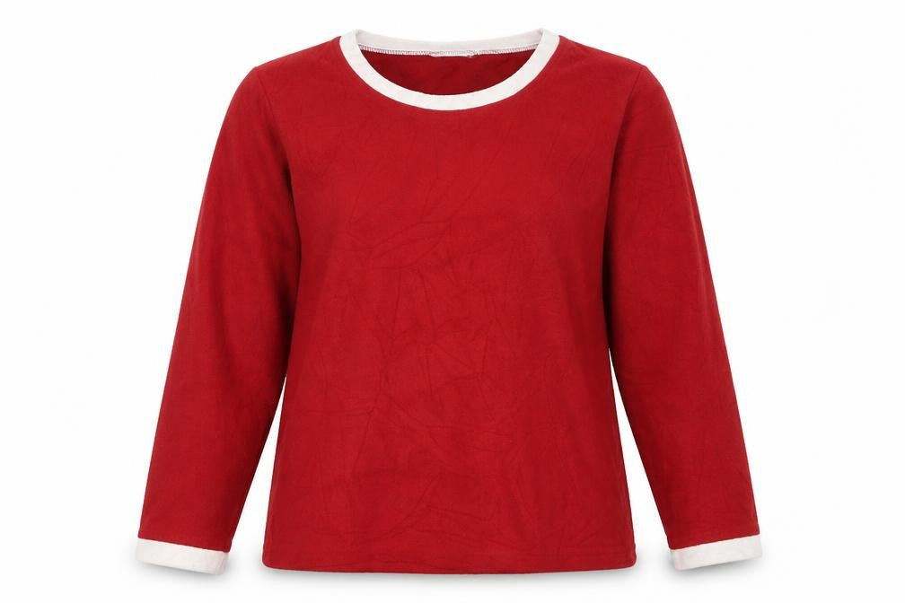 Front view of Night & Day women’s red solid top pyjama top, size M