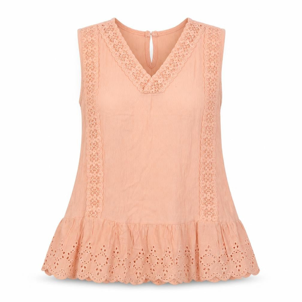Front view of Beautees women’s orange basic blouse, size L