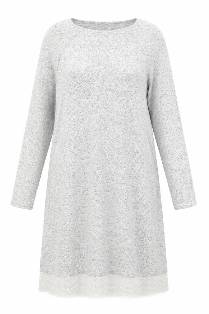 Front view of Tu women’s grey a-line, size UK 10, - lace hem