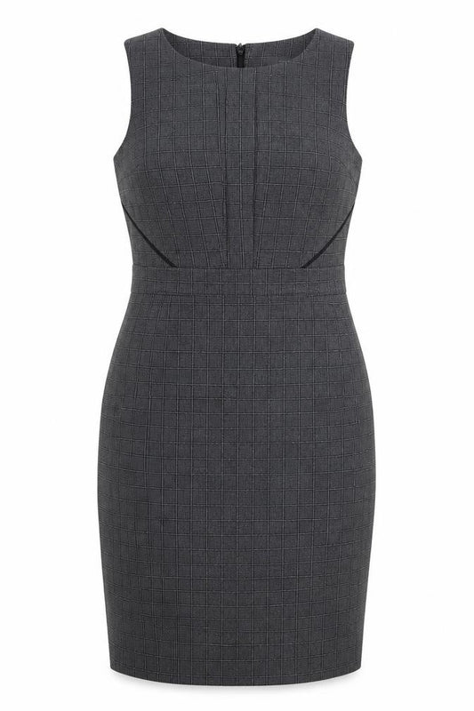 Front view of Atmosphere women’s grey check fit & flare, size UK 10
