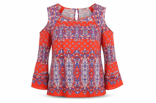 Front view of F&F women’s multicoloured argyle/diamond basic blouse, size UK 10
