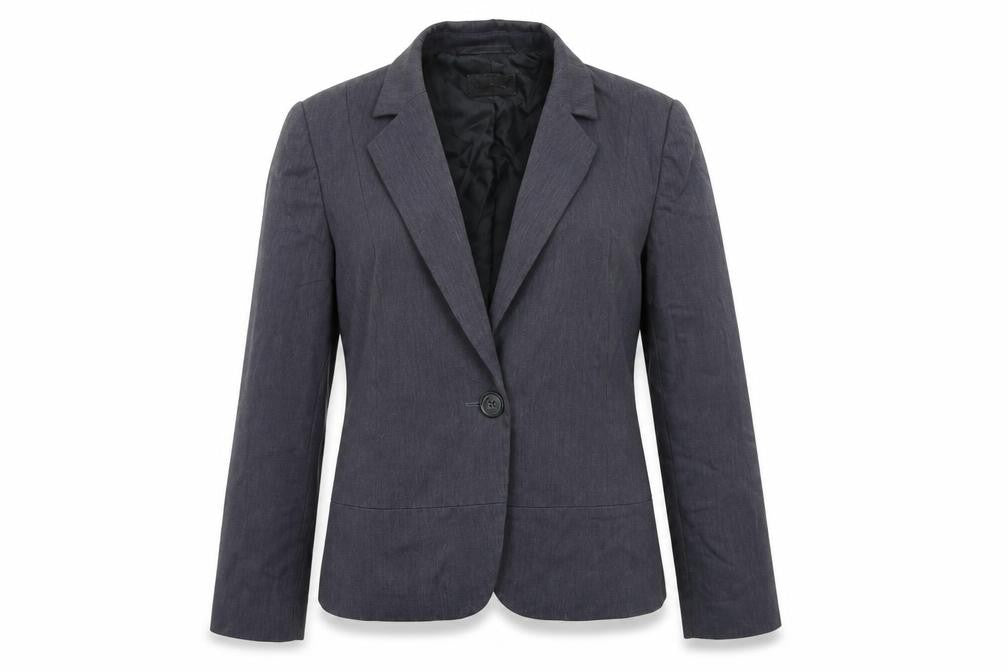 Front view of PLanet women’s grey jacket coat, size UK 14