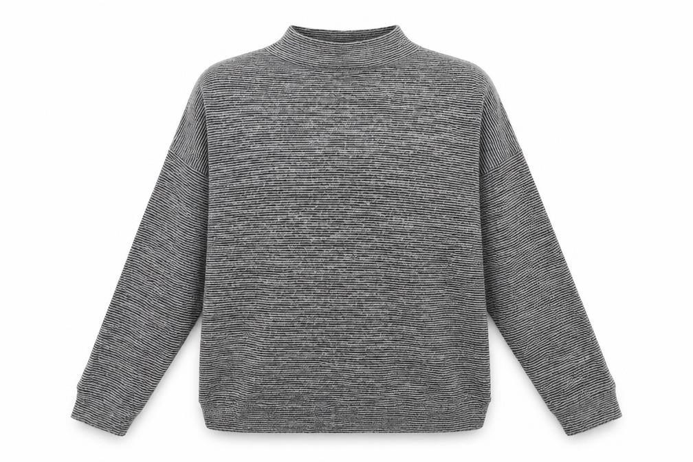 Front view of New Look women’s grey pullover sweatshirt, size UK 12