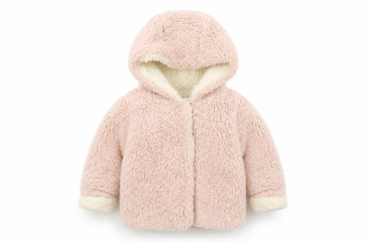 Front view of Preworn girls’ pink colourblock basic coat jacket, size 6-9, months