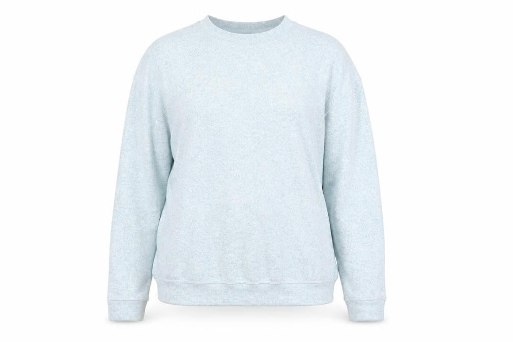 Front view of Marks & Spencer women’s blue basic t-shirt, size UK 10