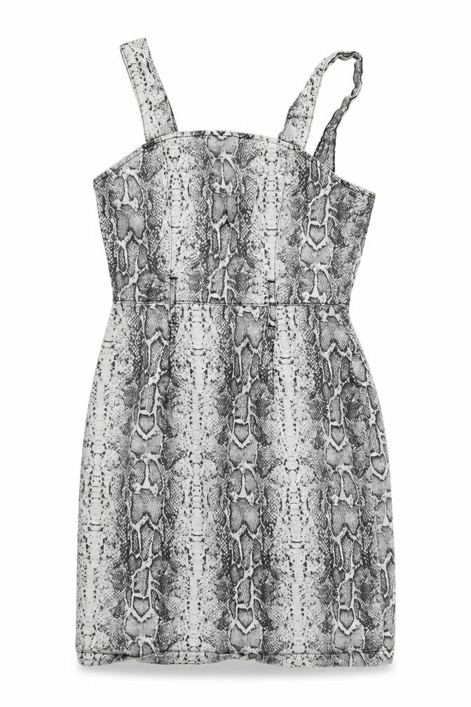 Denim & Co. Womens Grey Animal Print  A-Line  Size 12