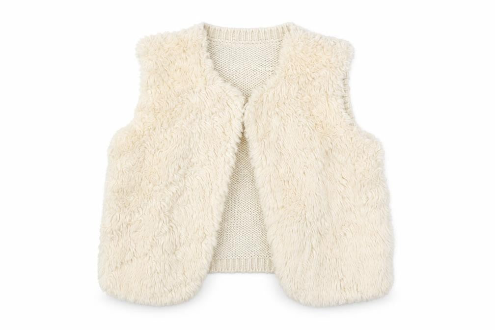 Front view of H&M girls’ ivory basic jacket jacket, size 3-4, years